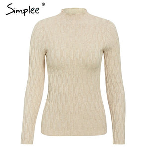 Simplee winter knitted women pullover sweater Long sleeve top turtleneck female sweater Chic ladies casual bestmatch jumper 2019