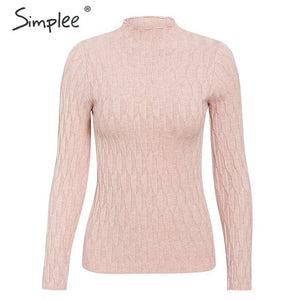 Simplee winter knitted women pullover sweater Long sleeve top turtleneck female sweater Chic ladies casual bestmatch jumper 2019